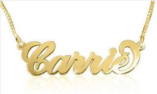 Personalised 14K Gold Name Necklace Plate Charm Custom Any Name Family 