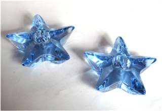 Cambridge Glass Moonlight Blue STAR Candlesticks PR  