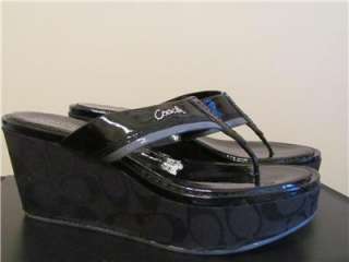 Coach JODY Crinkle Patent Black Sandal Sizes 8, 8.5  