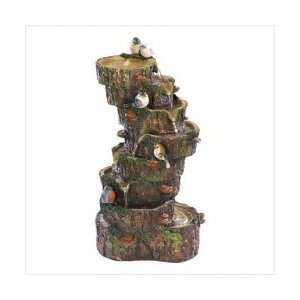   Fantasy Bird Faux Wood Log Garden Water Fountain