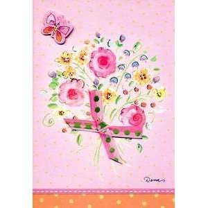 Happy Birthday Greeting Card Mother Pink and Orange Butterfly Bouquet