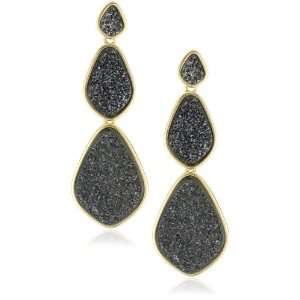   Moran 18k Gold Plated Black Druzy Interchangeable Earrings Jewelry