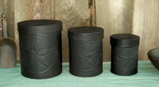   Primitive Star Embossed Tin Canister Set Country Kitchen Hi Quality