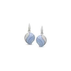 ZALES Blue Chalcedony Earrings in Sterling Silver with White Topaz 