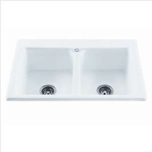  Endurance Double Bowl Kitchen Sink Finish Almond, Faucet 