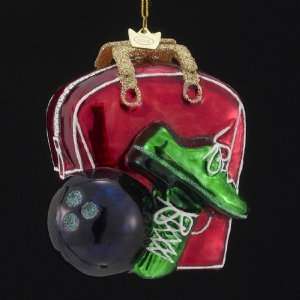   Blown Bowling Bag with Ball & Shoes Holiday Ornaments