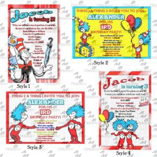 Dr.Seuss   Cat in the hat invitations + Party Supplies  