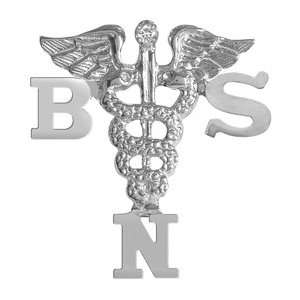   Science in Nursing BSN Graduation Pin with Diamond in Silver Jewelry