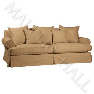 Linen Slip Cover Sofa Hardwood Frame Feather Cushions  