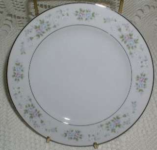 Carlton Corsage Bread Plate Pink Blue Flower Silver  