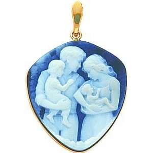    14K Yellow Gold Agate Family Cameo Pendant Jewelry Jewelry