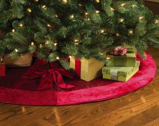 Burgundy Scroll Christmas Tree Skirt~Christmas Decor~47 Diameter~NEW 