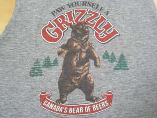 SUPER SOFT 80s? vintage GRIZZLY BEER tank top T SHIRT BEAR SMALL 
