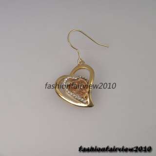   Gold GP Swarovski Crystal Citrine Heart Dangle Earrings XE010A  