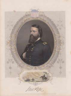 Civil War General John Pope 1864 Hand Colored Engraving Battle Cedar 