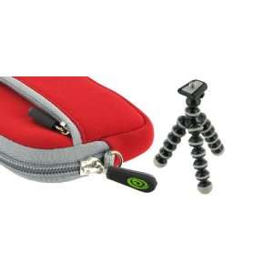  Sleeve Case (Red) and Premium Tripod for Canon PowerShot 