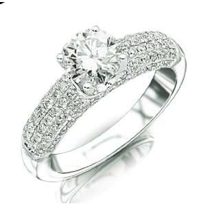 Contemporary Four Row Pave Diamond Engagement Ring with a 0.71 Carat 