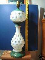 ART GLASS OPALESCENT FRENCH COIN DOT TABLE LAMP  