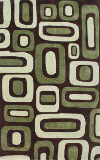 Modern Area Rug 5x8 Handmade Thick Green Cubes Boxes  