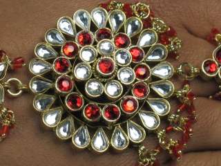Bollywood Costume Jewellery Slave Bracelet Pair Red  
