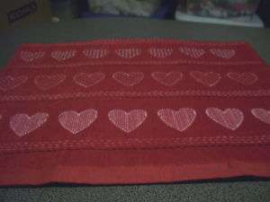 Valentine Red Hearts Stripe Crochet Top Kitchen Towel  