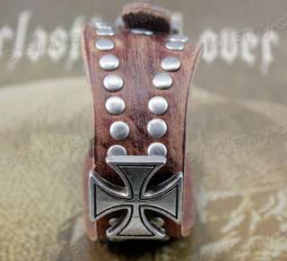 Japan & Korea Alloy Rivet Cross Leather Bracelet  F76  