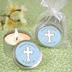 Miracle Boy Blue & Brown Cross   Personalized Baptism and Christening 