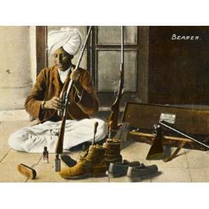  Indian Servant Cleaning His Masters Equipment Stretched 