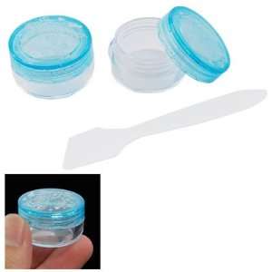   Pcs Round Blue Clear Cosmetic Cream Case w Mixing Spoon Beauty