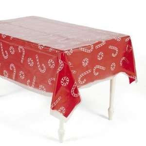  Clear Candy Cane & Peppermint Printed Table Cover   Party 