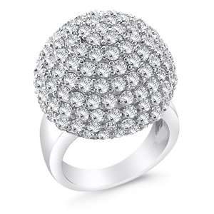Large Round Cluster Cocktail Ring Dome CZ Sterling Silver (5.00 Carat 