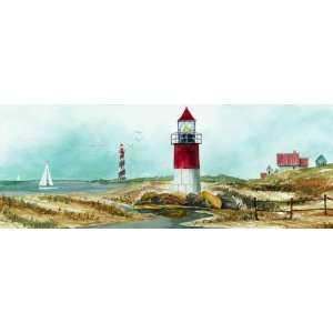  Coastal Red Lighthouse Mural