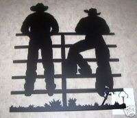 COWBOYS ON THE FENCE WESTERN SIGN DECOR STEEL METAL  