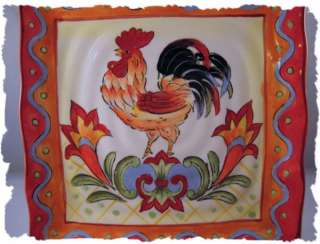 NEW Maxcera Orange Talavera Rooster Hand Painted Plate  