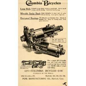 1897 Ad Pope Mfg. Co. Columbia Bicycles Bearings CT   Original Print 