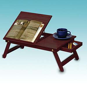 Cherry Wood Portable TV Tray Table & iPad / Laptop Desk  