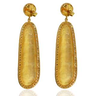 14K Yellow Gold 925 Sterling Silver Diamond Dangle Earrings Chandelier 