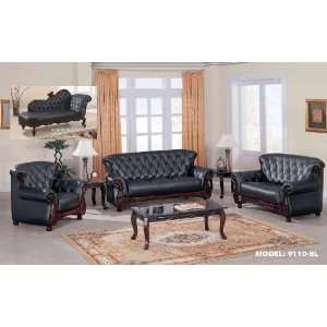  Global Furniture Contemporary Black Leather Living Room 