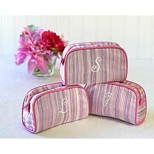    Shimmer & Stripes Monogrammed Cosmetic Bag 
