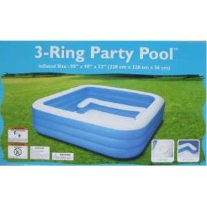 Ring Inflatable Party Swimming Pool 90 X 90 X 22 w/ 2 Build in 