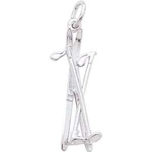  Rembrandt Charms Cross Country Skis Charm, Sterling Silver 