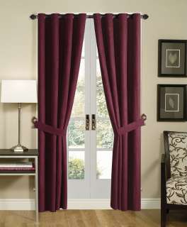 4pcs Grommet Top Solid Burgundy Micro Suede Window Curtain / Drape Set 