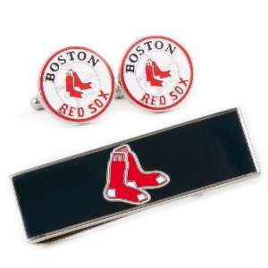   Red Sox Cufflinks and Money Clip Gift Set CLI PD BRS CM Jewelry