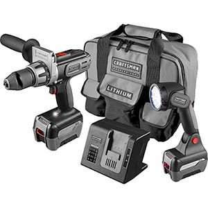 Craftsman 20 Volt Lithium Ion Kit Drill, LED Light ,Charger, 2 
