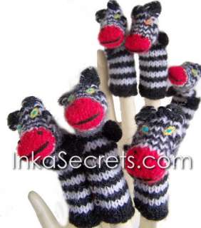1,000 FINGER PUPPETS. ZOO ANIMALS. HAND KNITTED PERU  