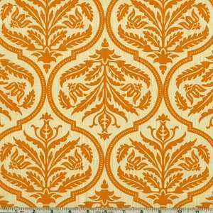  45 Wide Aviary Rose Damask Orange Fabric By The Yard 