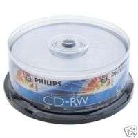 25 Philips 12x CD RW Rewritable CD R Blank Recordable CD Media Disk 