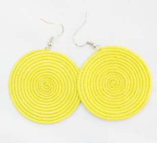 UGANDA TRADITIONAL MADE OF FABRIC THREAD YELLOW EARINGS  