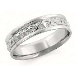  8.0 Millimeters White Gold Art Deco Wedding Band Ring 14Kt Gold 