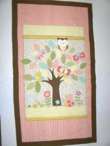 Baby Quilt Block Butterflies Owl Pastel WallHanging Cotton Fabric 
